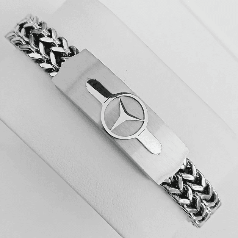 Mercedes Stainless Steel Men’s Bracelet- Silver