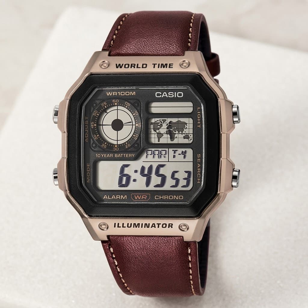 Casio Brown Dial watch Explosion watch men set luxury LED digital watch sport relogio masculino AE-1200WHL-5A